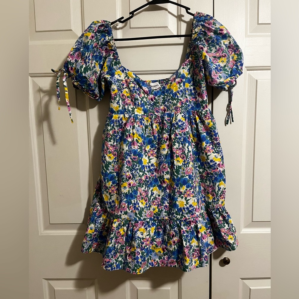 &merci Sweetheart Neckline Puff Sleeve Floral Dress